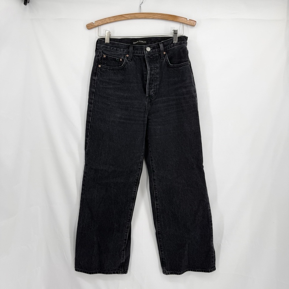 Aritzia Denim Forum Farrah High Rise Wide Leg Jeans Sz 28 inseam 27 Black